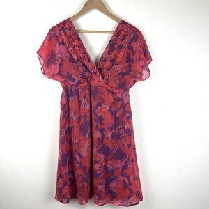 Allen B. Women's Mini Dress Sz 6 Babydoll Lined Floral Ruffles Fairy Boho Beach